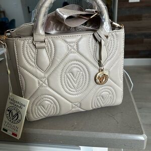 Valentino Orlandi Cream Quilted Shoulder Bag